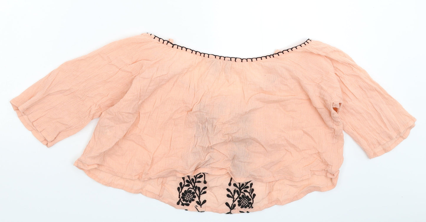 Womens UK Size 10 ASOS Beige Cropped T-Shirt