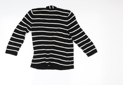Minuet Petite Womens Black Striped  Pullover Jumper Size S