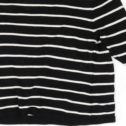Minuet Petite Womens Black Striped  Pullover Jumper Size S