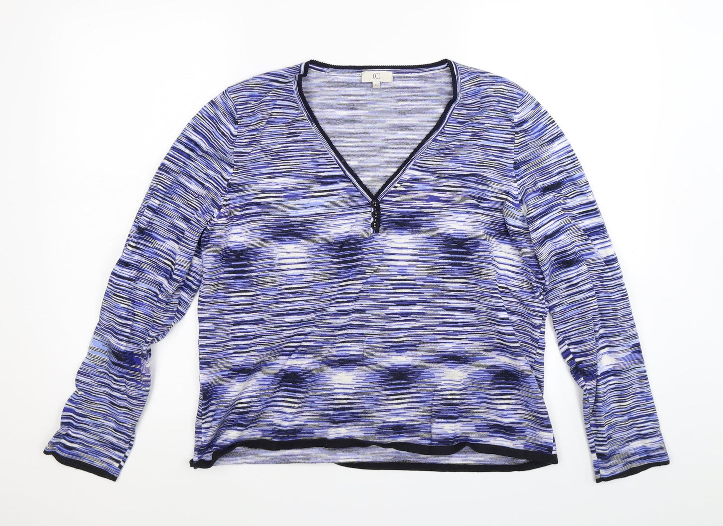 Country Casuals Womens Blue Striped Knit Pullover Jumper Size XL