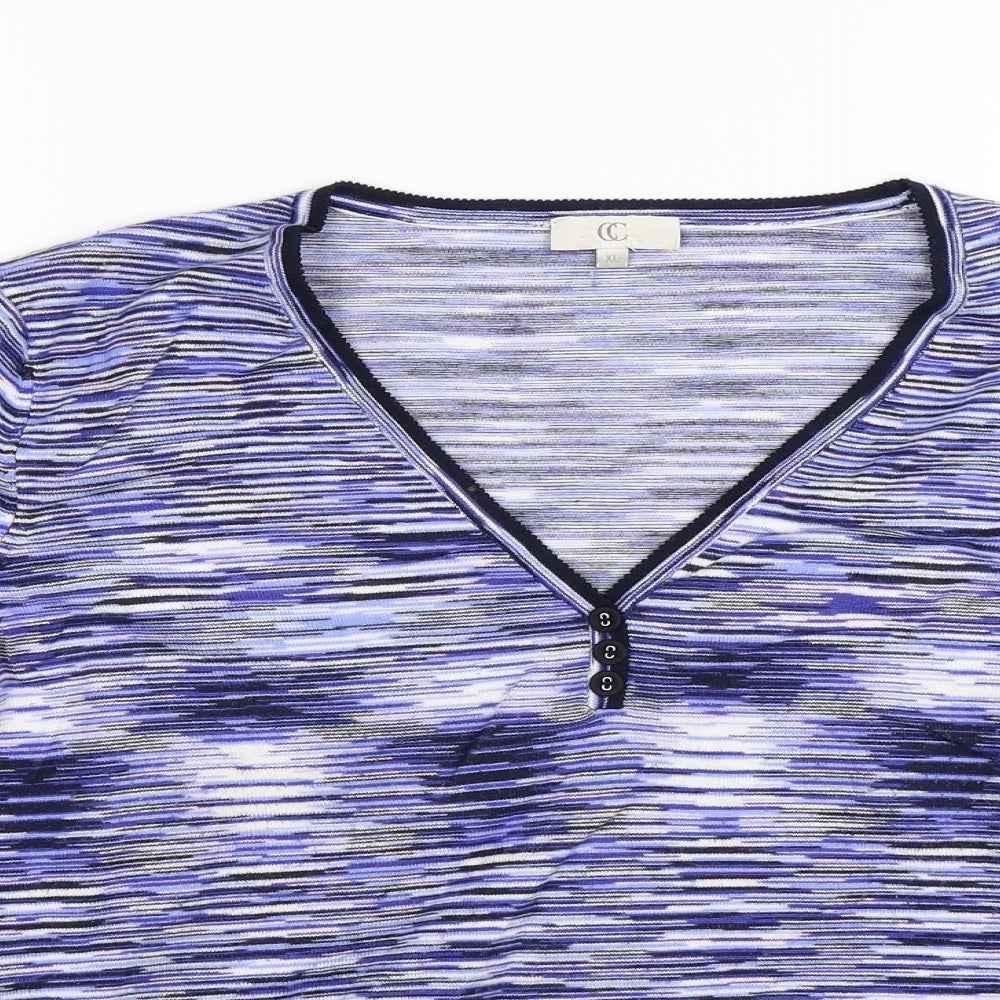 Country Casuals Womens Blue Striped Knit Pullover Jumper Size XL