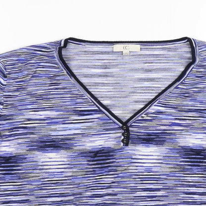 Country Casuals Womens Blue Striped Knit Pullover Jumper Size XL