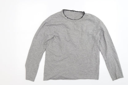 Womens Grey  Jacquard Pullover Sweatshirt Size M