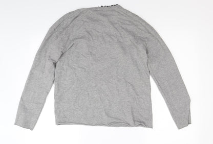 Womens Grey  Jacquard Pullover Sweatshirt Size M