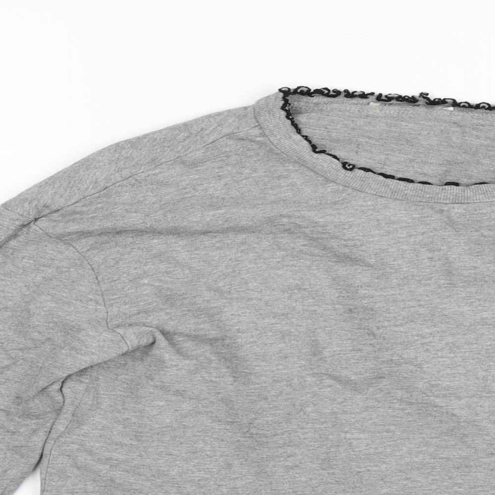 Womens Grey  Jacquard Pullover Sweatshirt Size M