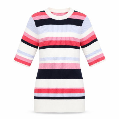 Marks & Spencer Womens White Striped Knit Pullover Jumper Size 8
