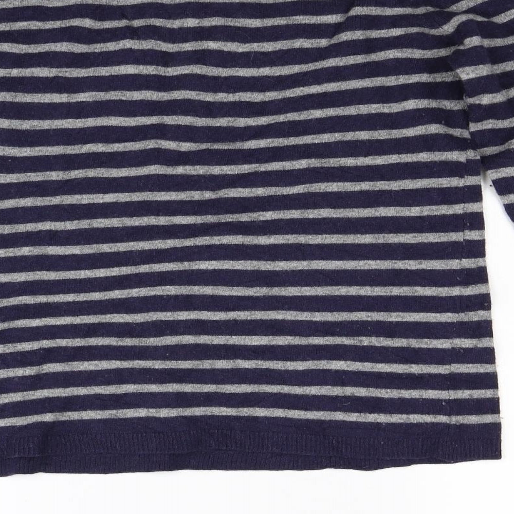 W wear Womens Blue Striped Knit Pullover Jumper Size L