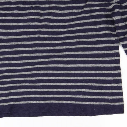 W wear Womens Blue Striped Knit Pullover Jumper Size L