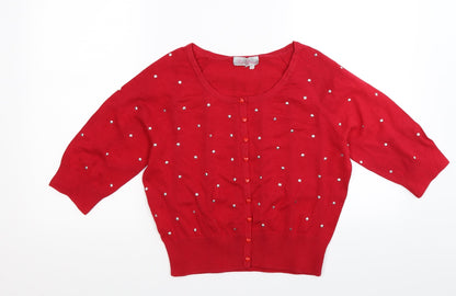 Be Beau Womens Red  Knit Pullover Jumper Size S