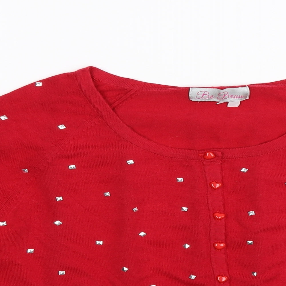 Be Beau Womens Red  Knit Pullover Jumper Size S