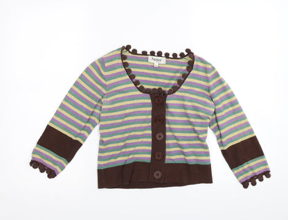 Hoss Womens Multicoloured Striped Knit Cardigan Jumper Size L