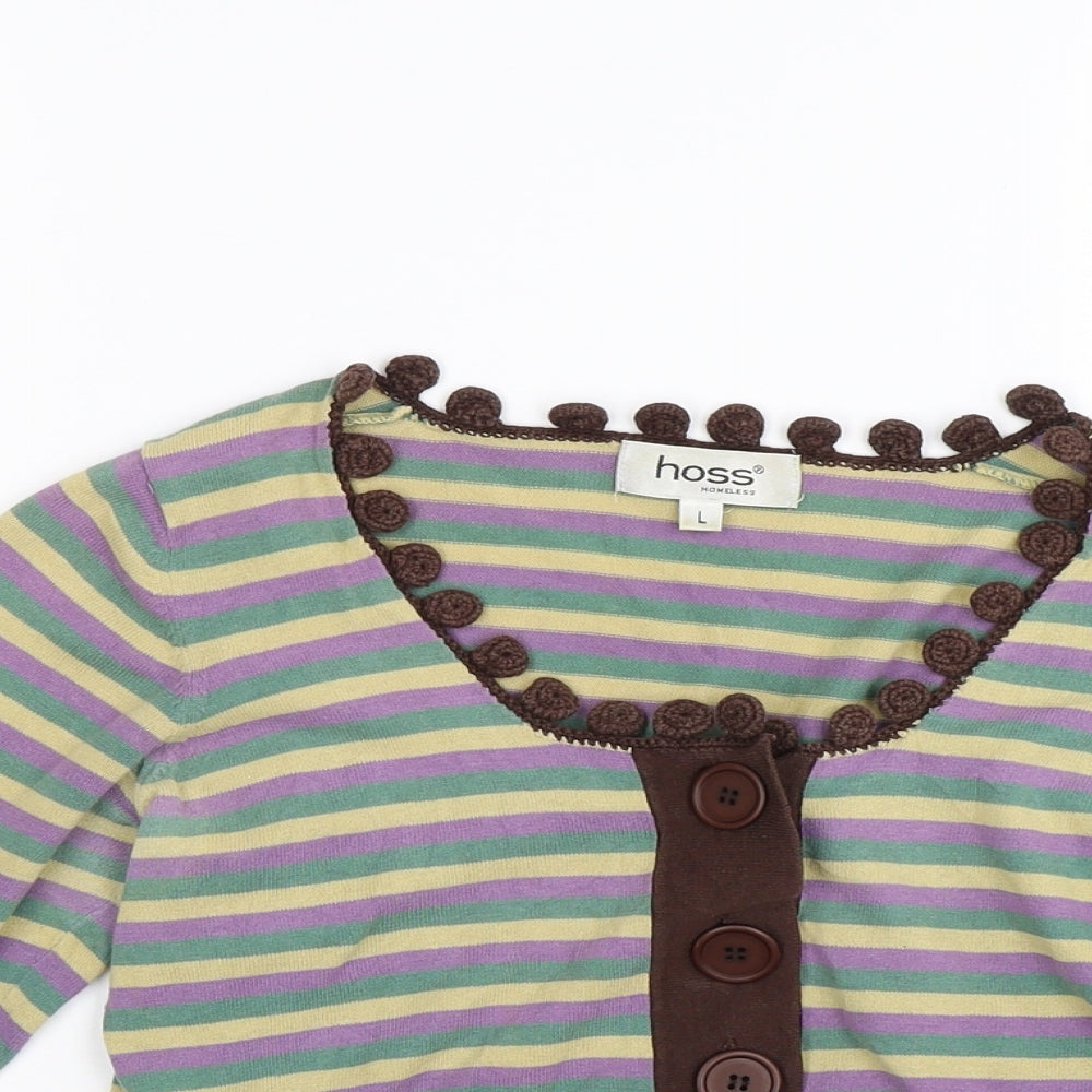 Hoss Womens Multicoloured Striped Knit Cardigan Jumper Size L