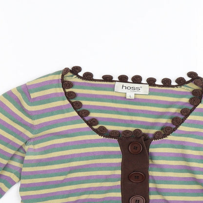 Hoss Womens Multicoloured Striped Knit Cardigan Jumper Size L