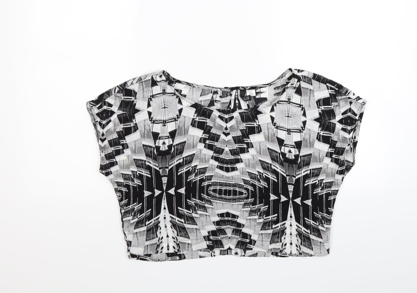 Womens UK Size 8 Divided Black Cropped Blouse