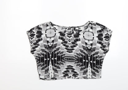 Womens UK Size 8 Divided Black Cropped Blouse