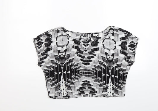 Womens UK Size 8 Divided Black Cropped Blouse