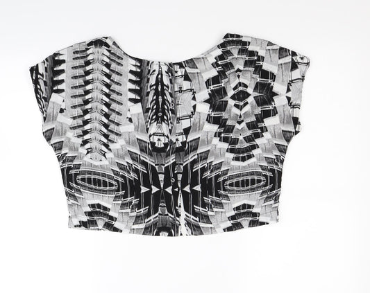 Womens UK Size 8 Divided Black Cropped Blouse