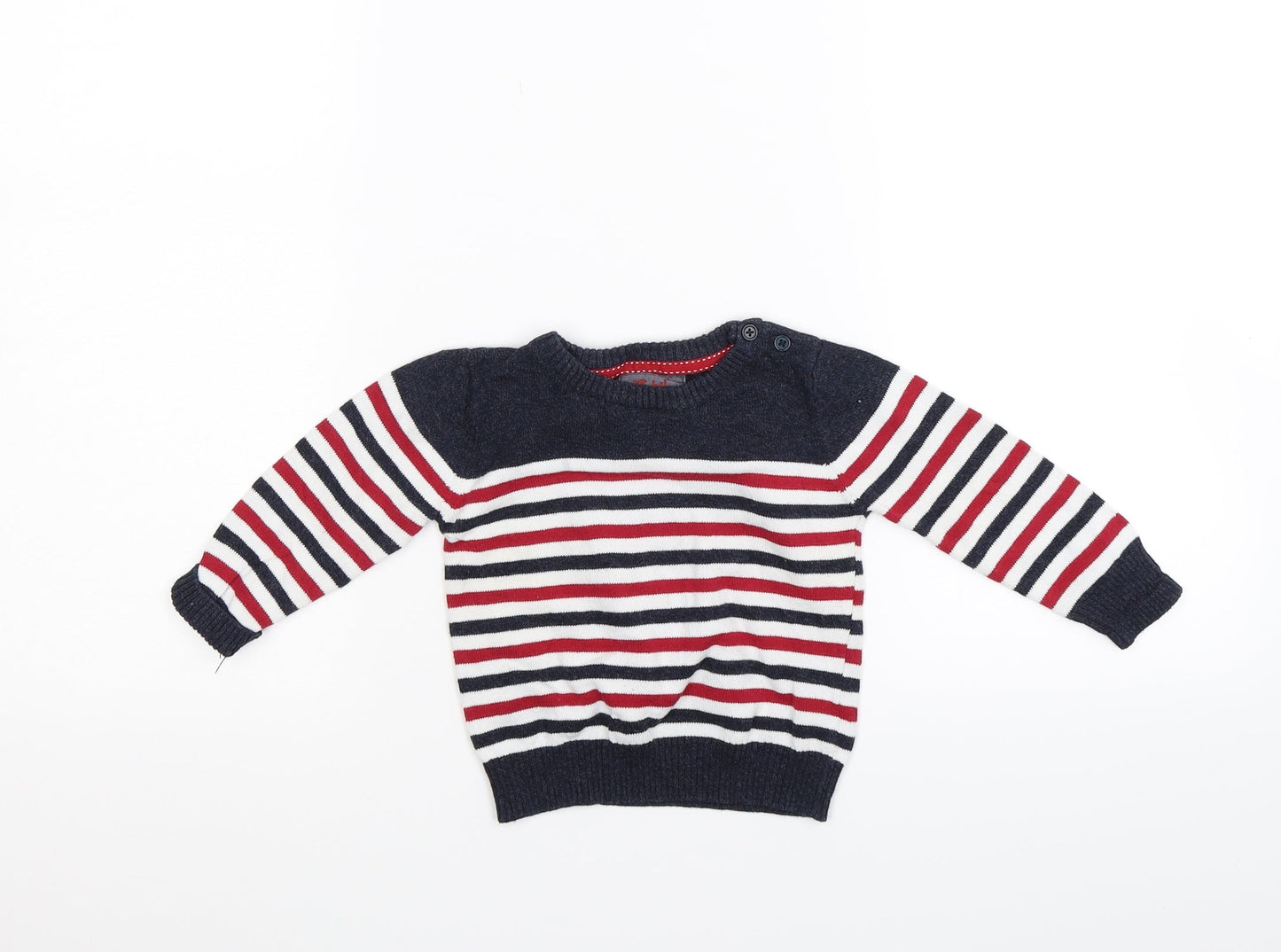 Primark Boys Blue Striped Knit Pullover Jumper Size 9-12 Months