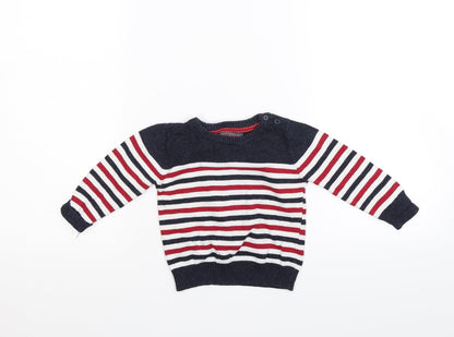 Primark Boys Blue Striped Knit Pullover Jumper Size 9-12 Months