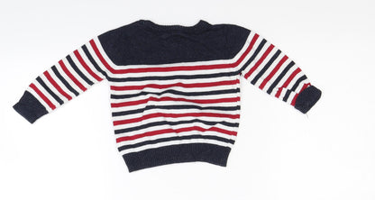 Primark Boys Blue Striped Knit Pullover Jumper Size 9-12 Months