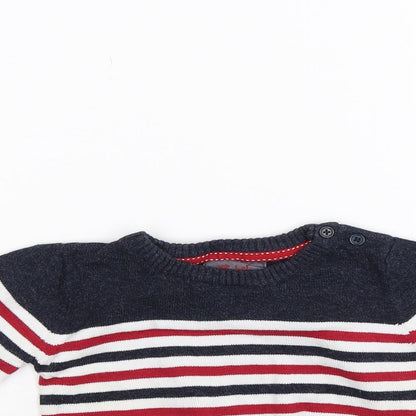 Primark Boys Blue Striped Knit Pullover Jumper Size 9-12 Months
