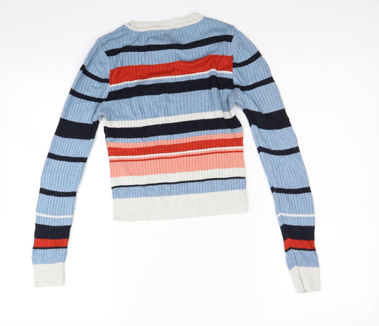 Cooperative Womens Blue Striped Knit Pullover Jumper Size S
