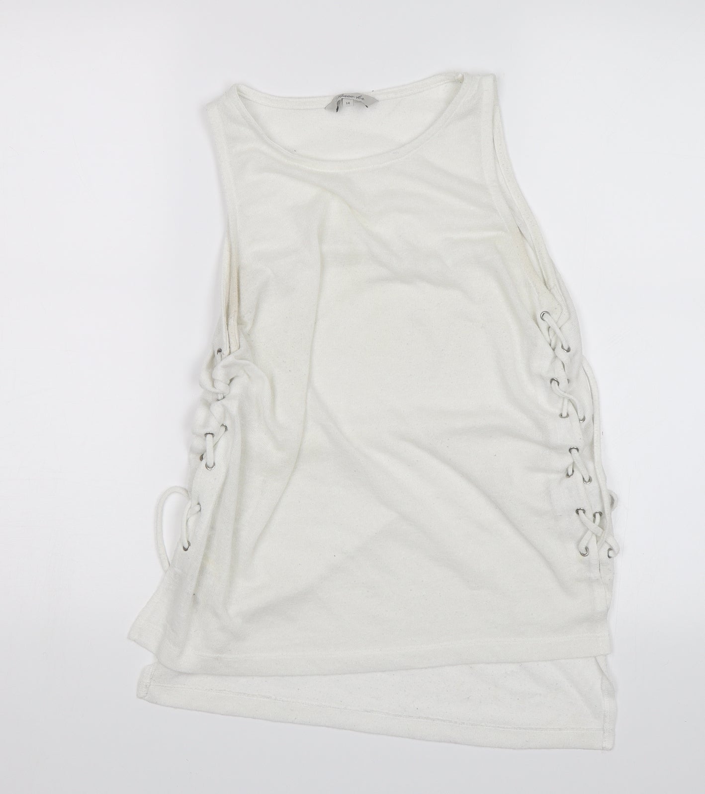Womens UK Size 14 Peacocks White Basic Tank