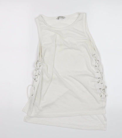 Womens UK Size 14 Peacocks White Basic Tank