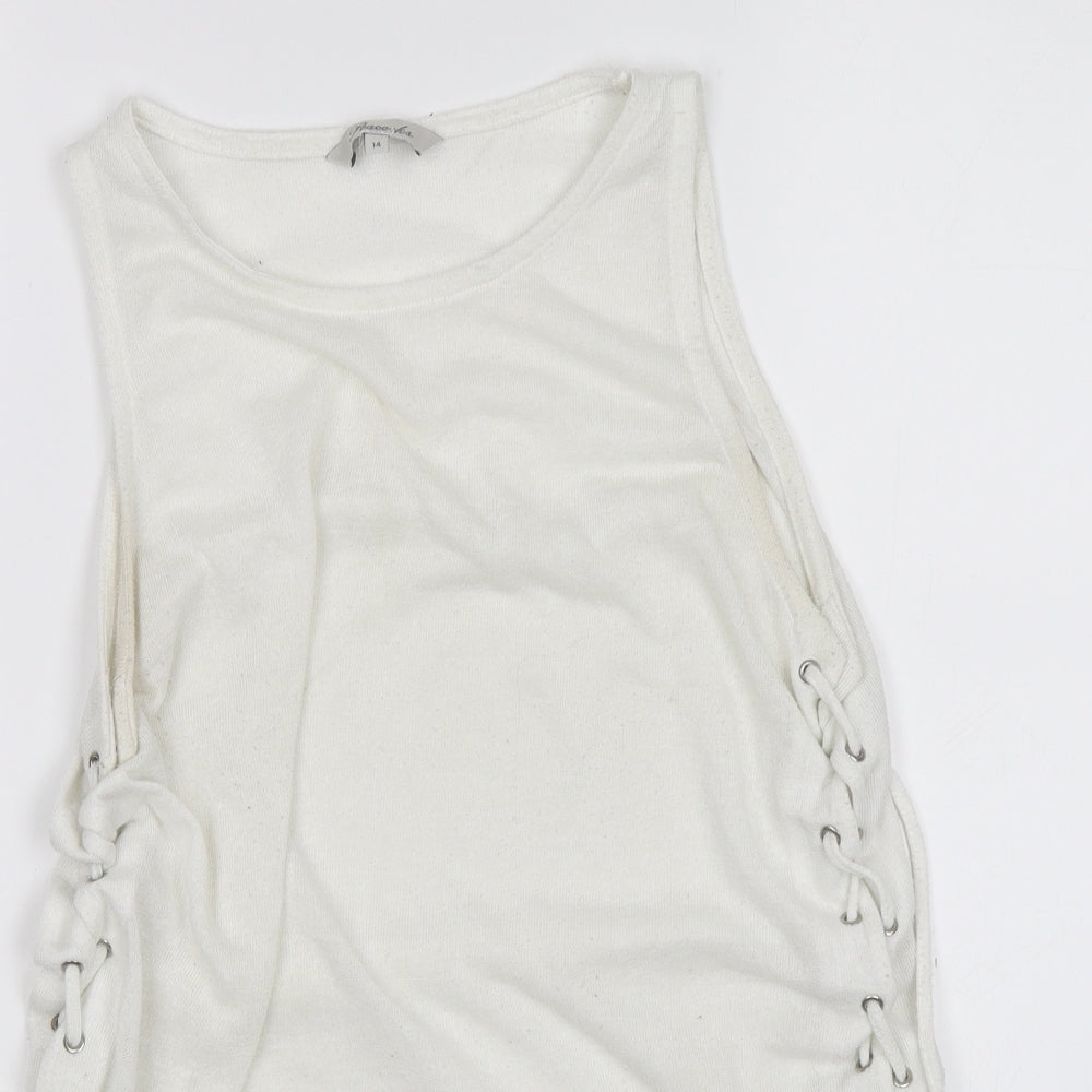 Womens UK Size 14 Peacocks White Basic Tank