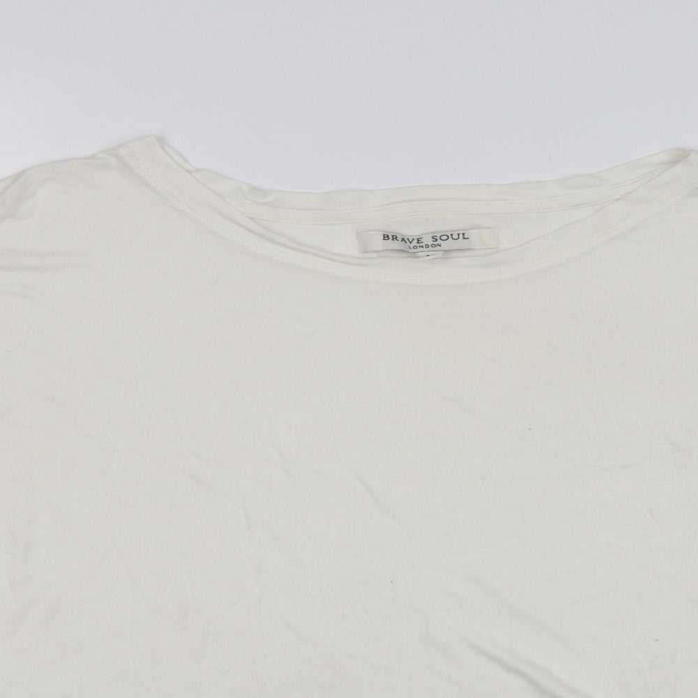 Womens UK Size M Brave Soul White Basic T-Shirt
