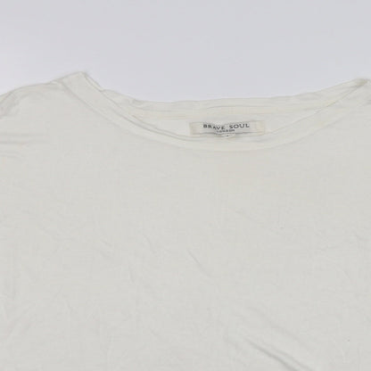 Womens UK Size M Brave Soul White Basic T-Shirt