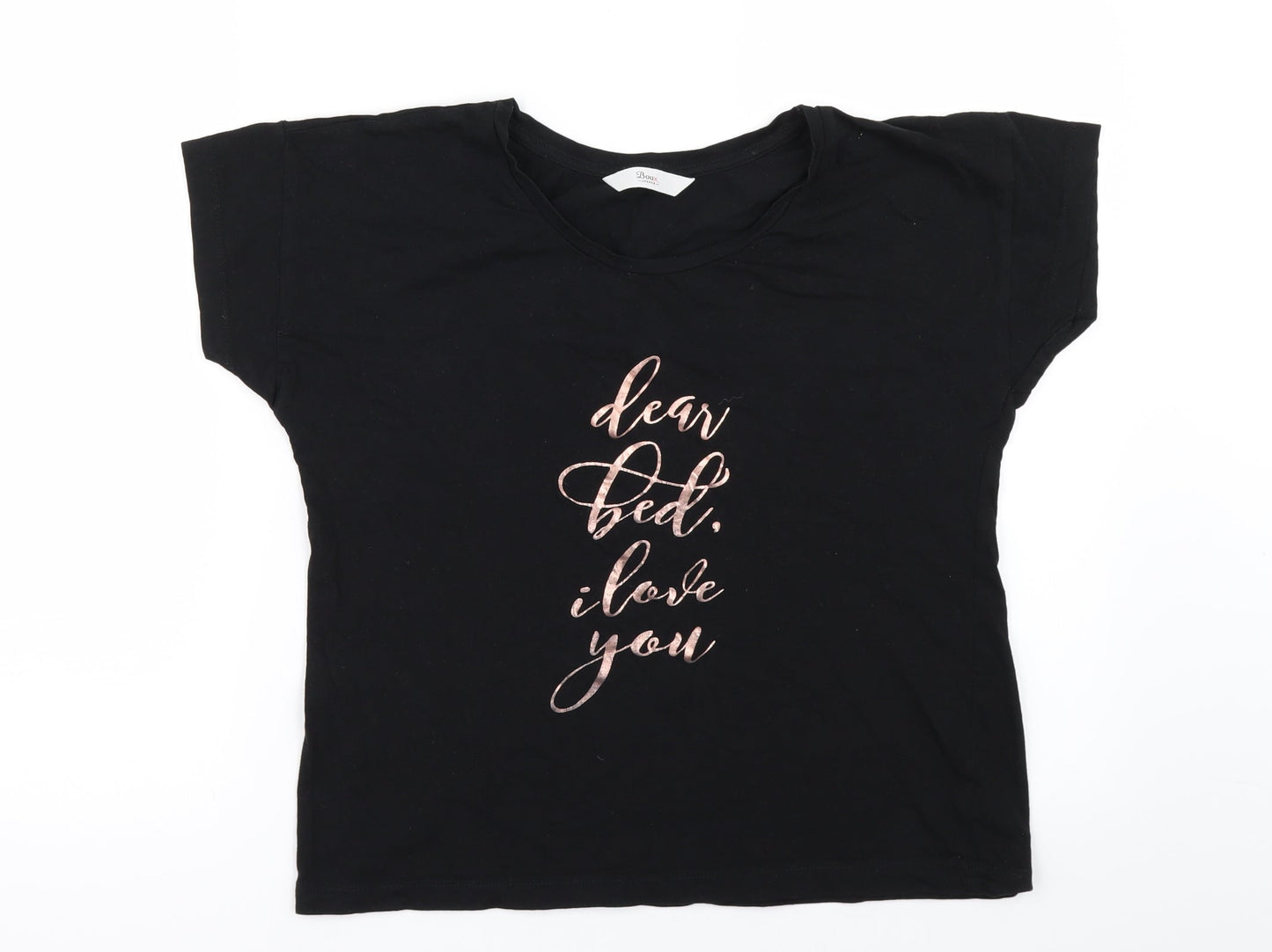 Boux Womens Black   Basic T-Shirt Size XS  - Dear bed I love you