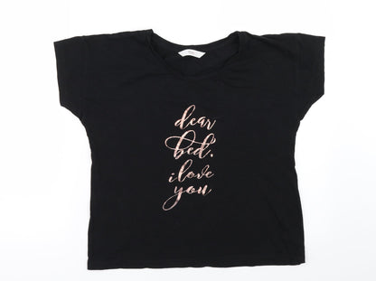 Boux Womens Black   Basic T-Shirt Size XS  - Dear bed I love you