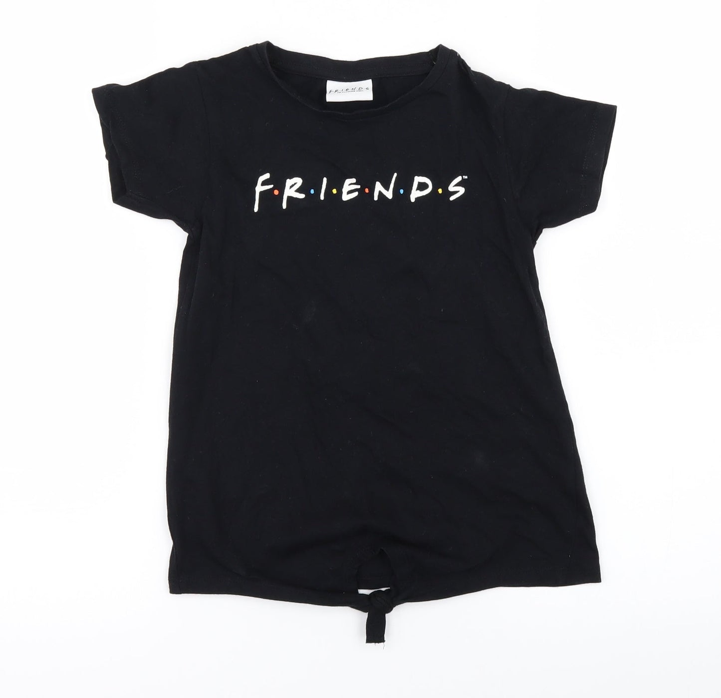 Pep&Co Girls Black   Basic T-Shirt Size 6-7 Years  - Friends