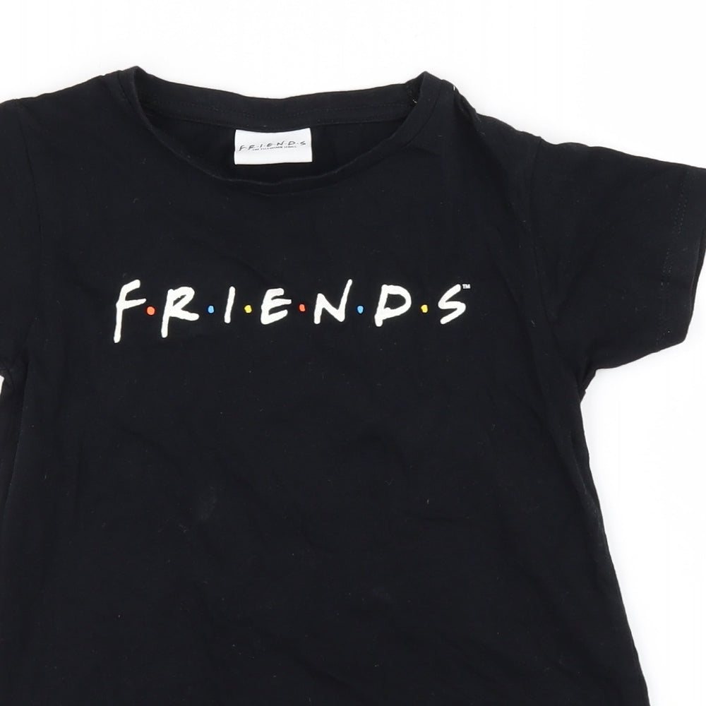 Pep&Co Girls Black   Basic T-Shirt Size 6-7 Years  - Friends
