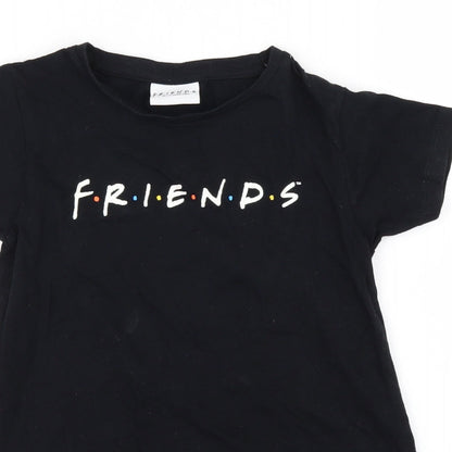 Pep&Co Girls Black   Basic T-Shirt Size 6-7 Years  - Friends