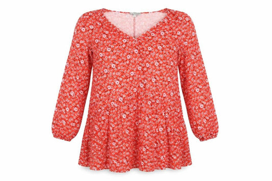 Front view of ASOS women’s orange floral shift, size UK 16
