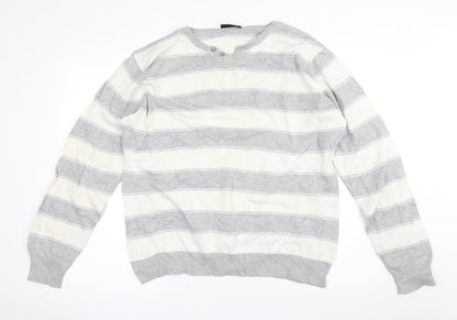 Cedar Wood State Mens Grey Striped  Pullover Jumper Size M