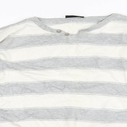 Cedar Wood State Mens Grey Striped  Pullover Jumper Size M