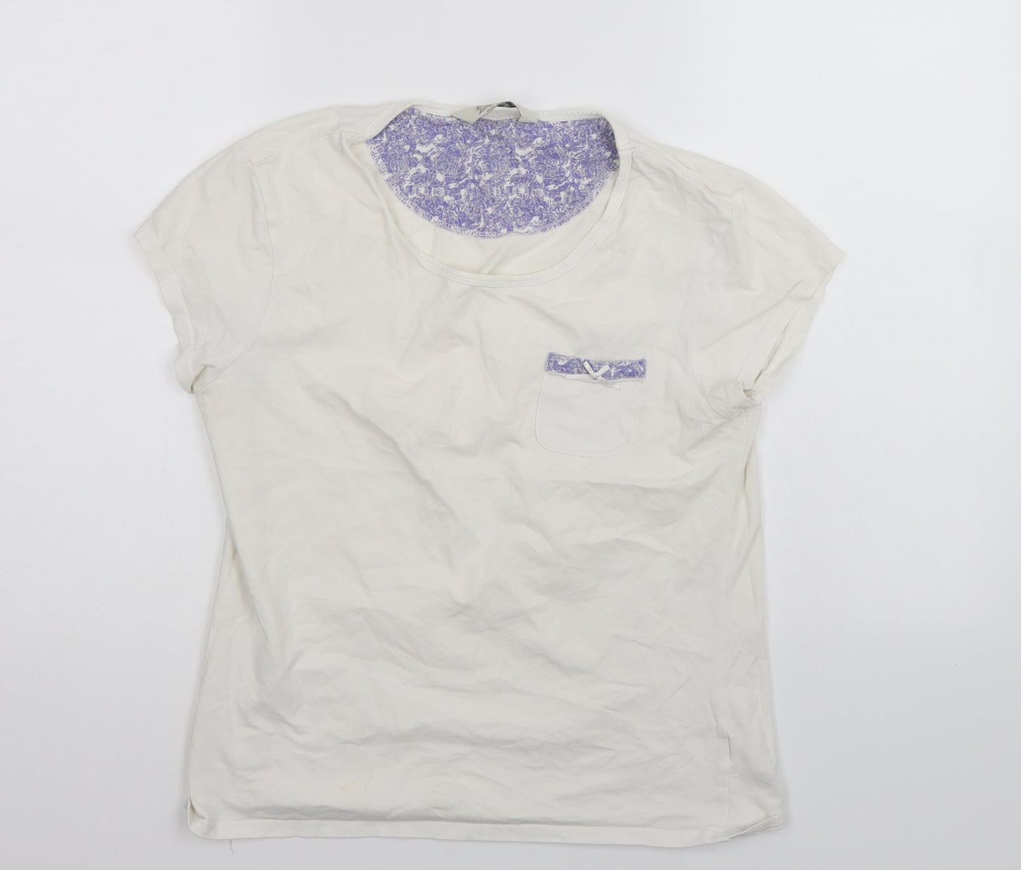 Womens UK Size 12 Love to Lounge White Basic T-Shirt