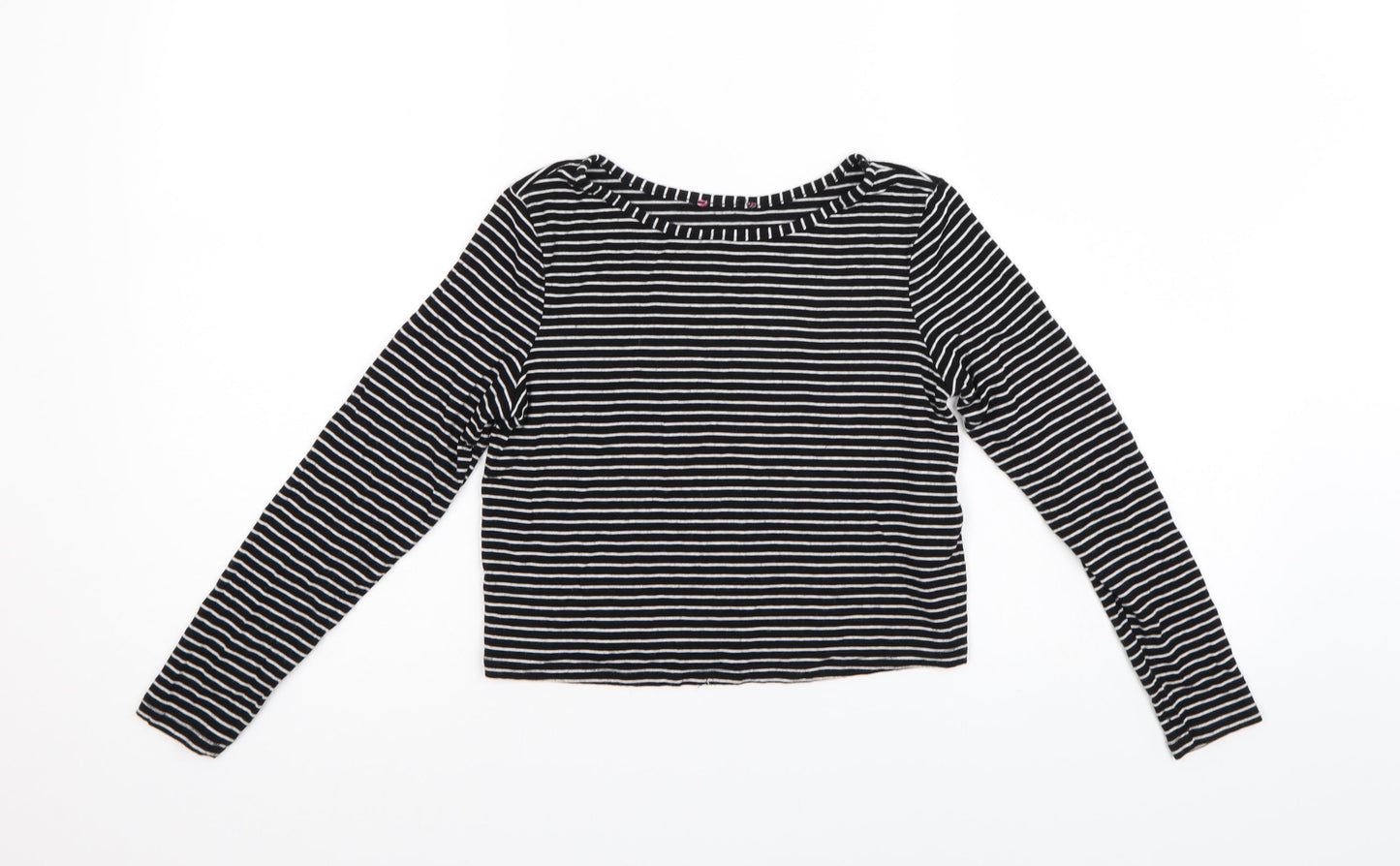 YD Girls Black Striped  Pullover Jumper Size 9-10 Years