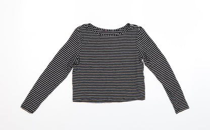 YD Girls Black Striped  Pullover Jumper Size 9-10 Years