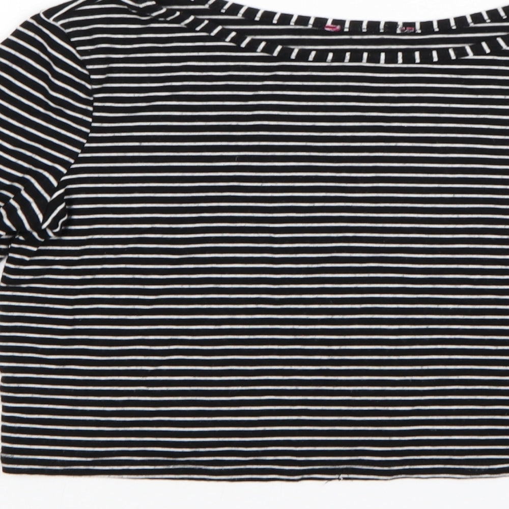 YD Girls Black Striped  Pullover Jumper Size 9-10 Years