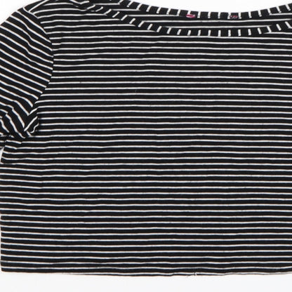YD Girls Black Striped  Pullover Jumper Size 9-10 Years