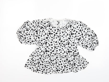 NEXT Girls White Animal Print  Tunic Blouse Size 10 Years