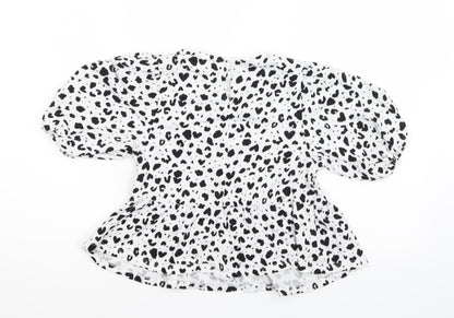 NEXT Girls White Animal Print  Tunic Blouse Size 10 Years