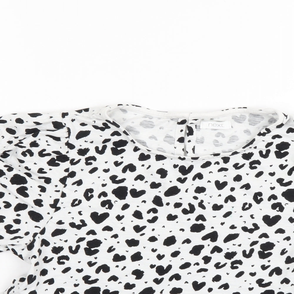 NEXT Girls White Animal Print  Tunic Blouse Size 10 Years