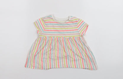 F&F Girls Multicoloured Striped  T-Shirt Dress  Size 12-18 Months