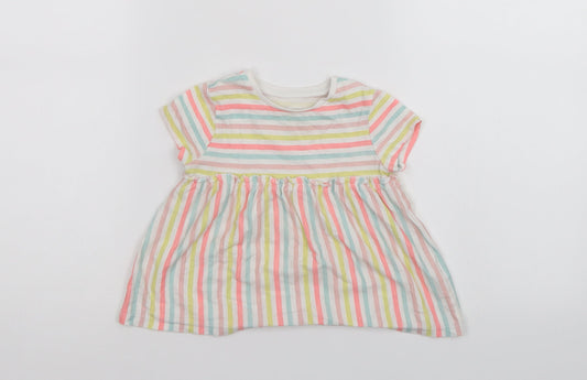 F&F Girls Multicoloured Striped  T-Shirt Dress  Size 12-18 Months