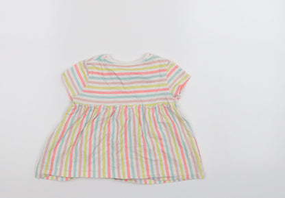 F&F Girls Multicoloured Striped  T-Shirt Dress  Size 12-18 Months
